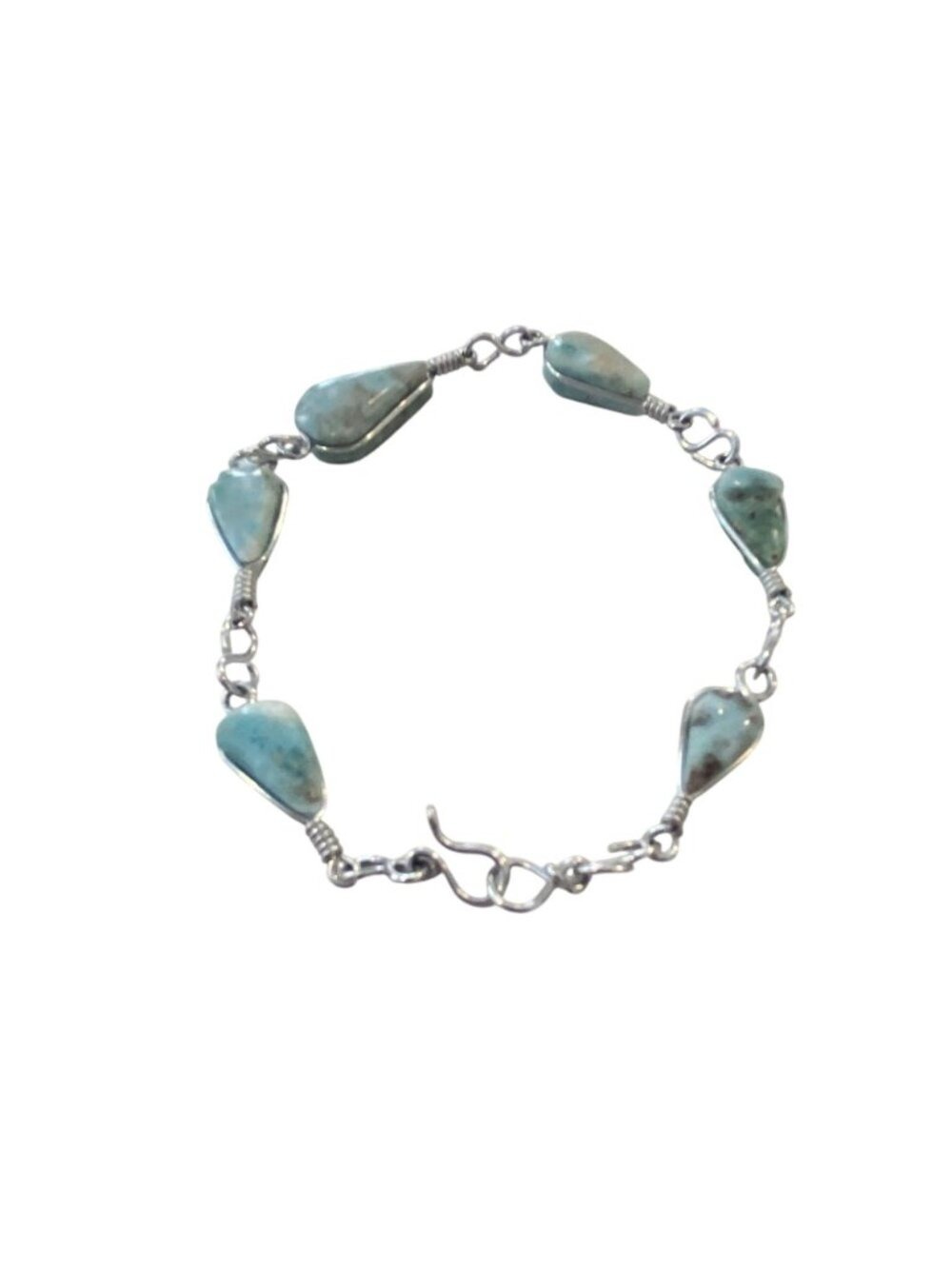 Amazonite Beaded Bracelet With Sterling Silver Chain Handmade Jewelry For Women